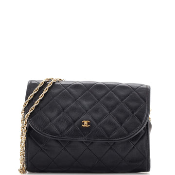 Chanel Vintage Round Flap Bag Quilted Leather Mini