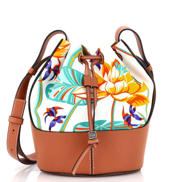 Loewe Paula's Ibiza Balloon Bucket Bag Printed Canvas and Leather Small