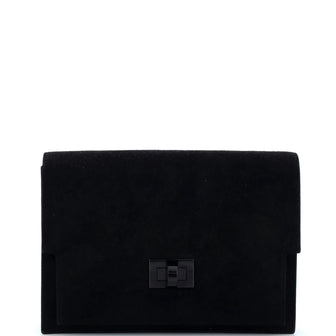 Hermes Vintage Flap Clutch Doblis Suede