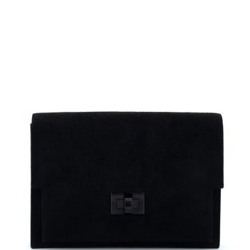 Hermes Vintage Flap Clutch Doblis Suede