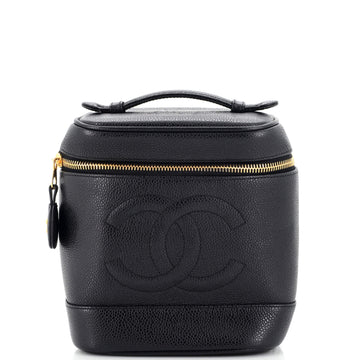 Chanel Vintage Timeless Cosmetic Case Caviar Tall