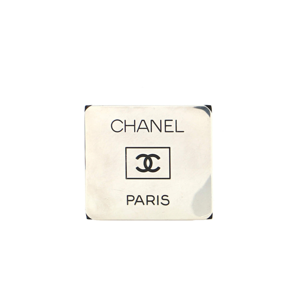 Chanel Vintage CC Logo Square Brooch Metal Silver 22069890