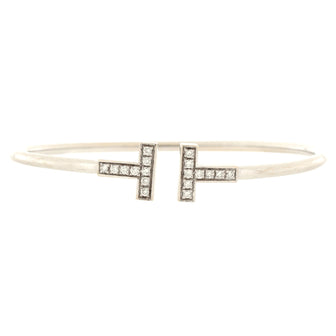 Tiffany & Co. T Wire Bracelet 18K White Gold with Diamonds