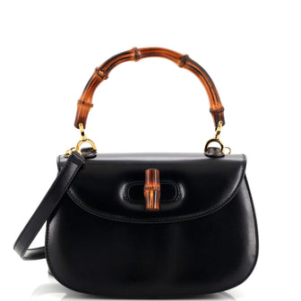 Gucci Vintage Convertible Bamboo Top Handle Bag Leather Small