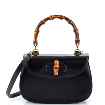 Gucci Vintage Convertible Bamboo Top Handle Bag Leather Small