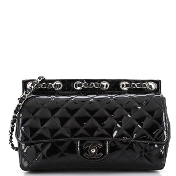 Chanel Chain Through Flap Bag Quilted Patent Jumbo