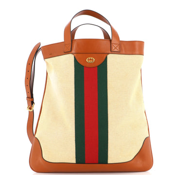 Gucci Shopping Tote Vintage Web Canvas Large