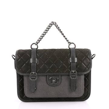 Chanel Paris-Bombay Back to School Messenger Quilted Iridescent Calfskin Large Silver