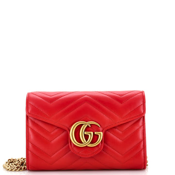 Gucci GG Marmont Chain Wallet Matelasse Leather Mini