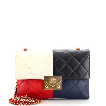 Chanel CC Clasp Chain Flap Bag Multicolor Quilted Lambskin Small