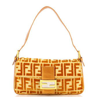 Fendi Baguette Bag Velvet with Embossed Leather
