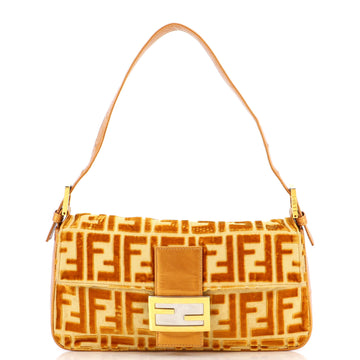 Fendi Baguette Bag Velvet with Embossed Leather