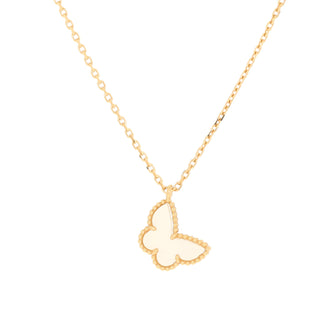 Van Cleef & Arpels Sweet Alhambra Butterfly Pendant Necklace 18K Yellow Gold and Mother of Pearl