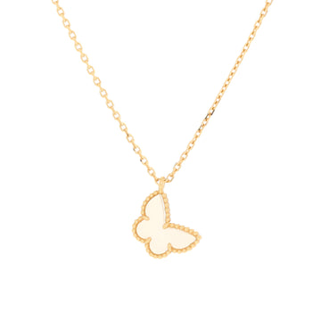 Van Cleef & Arpels Sweet Alhambra Butterfly Pendant Necklace 18K Yellow Gold and Mother of Pearl