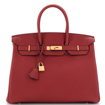 Hermes Birkin Handbag Red Togo with Gold Hardware 35
