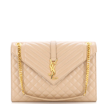 Saint Laurent Classic Monogram Envelope Satchel Mixed Matelasse Leather Large