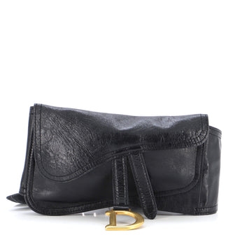 Christian Dior Saddle Double Buckle Belt Bag Leather