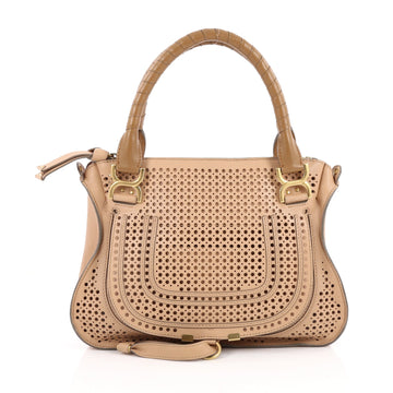Chloe Marcie Satchel Perforated Leather Medium Neutral 2209602