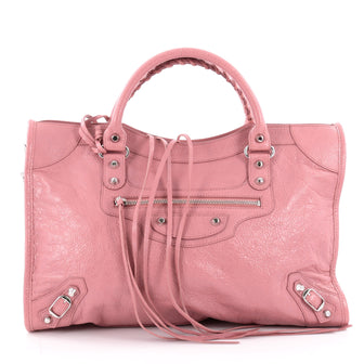 Balenciaga City Classic Studs Handbag Leather Medium Pink 2209701