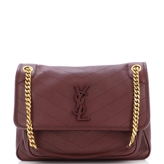 Saint Laurent Niki Chain Flap Bag Matelasse Chevron Leather Medium