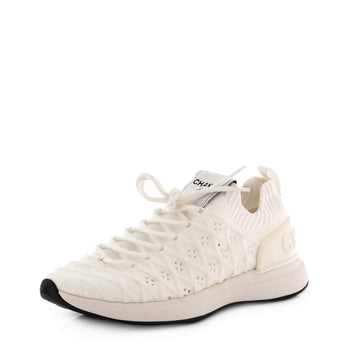 Chanel Women's Logo Sock Knit Sneakers Quilted Fabric