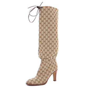 Gucci Women's Lisa Knee High Boots GG Canvas