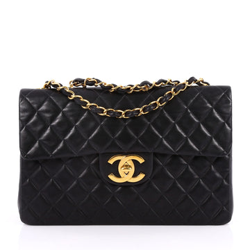 Chanel Vintage Classic Single Flap Bag Quilted Lambskin Maxi Black 2210302