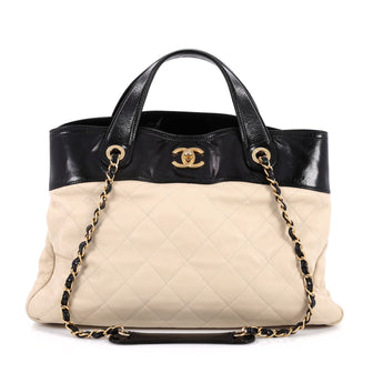 Chanel In The Mix Shopping Bag Quilted Calfskin Large Neutral 2210402