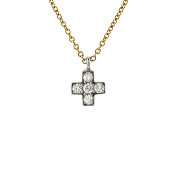Tiffany & Co. Cruciform Cross Pendant Necklace 18K Yellow Gold and Platinum with Diamonds