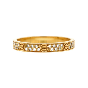 Cartier Love Wedding Band Pave Diamonds Ring 18K Yellow Gold and Diamonds Small