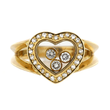 Chopard Happy Diamonds Heart Ring 18K Yellow Gold with Diamonds and 3 Floating Diamonds