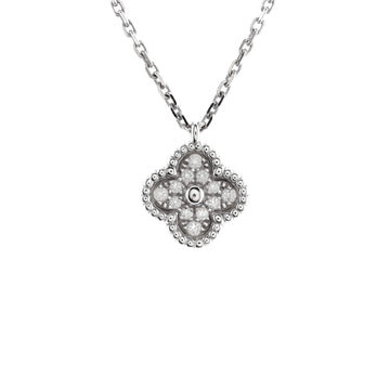 Van Cleef & Arpels Sweet Alhambra Pendant Necklace 18K White Gold with Diamonds