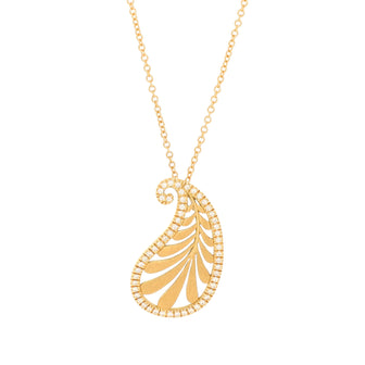 Tiffany & Co. Paloma Picasso Villa Palm Leaf Pendant Necklace 18K Yellow Gold and Diamonds
