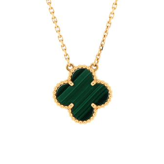 Van Cleef & Arpels Vintage Alhambra Pendant Necklace 18K Yellow Gold and Malachite