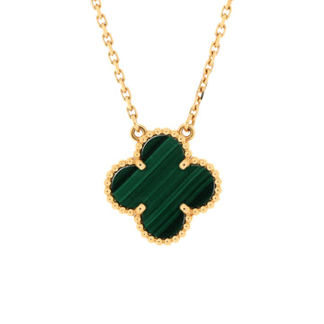 Van Cleef & Arpels Vintage Alhambra Pendant Necklace 18K Yellow Gold and Malachite