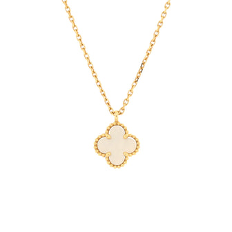 Van Cleef & Arpels Sweet Alhambra Pendant Necklace 18K Yellow Gold and Mother of Pearl