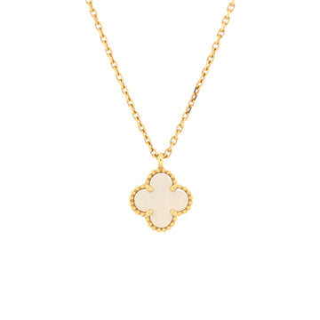 Van Cleef & Arpels Sweet Alhambra Pendant Necklace 18K Yellow Gold and Mother of Pearl
