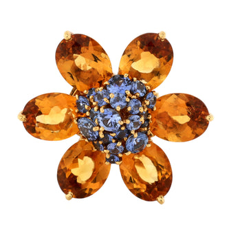 Van Cleef & Arpels Hawaii Pendant Brooch Pendant & Charms 18K Yellow Gold with Citrines and Blue Sapphires