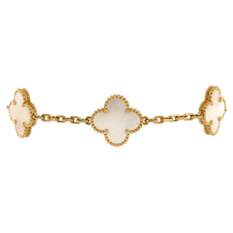 Van Cleef & Arpels Vintage Alhambra 5 Motifs Bracelet 18K Yellow Gold and Mother of Pearl
