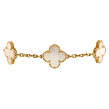 Van Cleef & Arpels Vintage Alhambra 5 Motifs Bracelet 18K Yellow Gold and Mother of Pearl