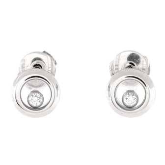 Chopard Happy Diamonds Icon Round Stud Earrings 18K White Gold with Floating Diamond