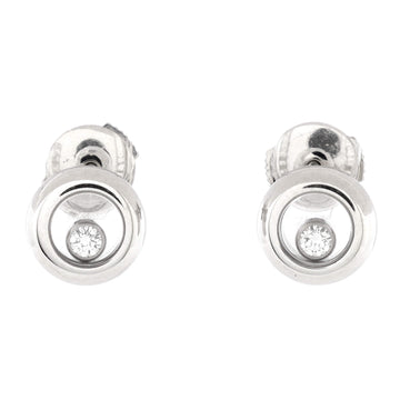 Chopard Happy Diamonds Icon Round Stud Earrings 18K White Gold with Floating Diamond