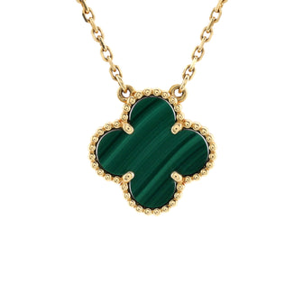 Van Cleef & Arpels Vintage Alhambra Pendant Necklace 18K Yellow Gold and Malachite