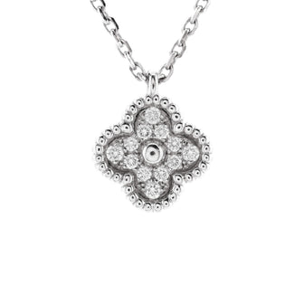 Van Cleef & Arpels Sweet Alhambra Pendant Necklace 18K White Gold with Diamonds
