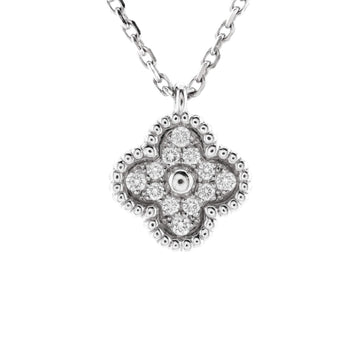 Van Cleef & Arpels Sweet Alhambra Pendant Necklace 18K White Gold with Diamonds