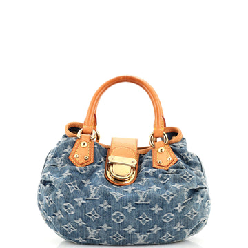 Louis Vuitton Pleaty Handbag Denim Small