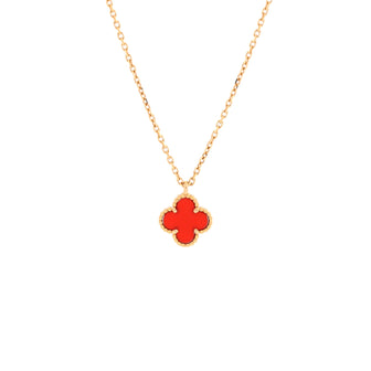 Van Cleef & Arpels Sweet Alhambra Heart Pendant Necklace 18K Rose Gold and Carnelian