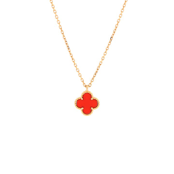 Van Cleef & Arpels Sweet Alhambra Heart Pendant Necklace 18K Rose Gold and Carnelian