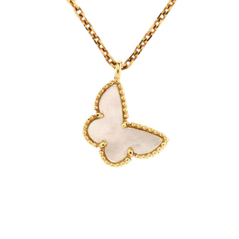 Van Cleef & Arpels Sweet Alhambra Butterfly Pendant Necklace 18K Yellow Gold and Mother of Pearl