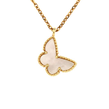 Van Cleef & Arpels Sweet Alhambra Butterfly Pendant Necklace 18K Yellow Gold and Mother of Pearl